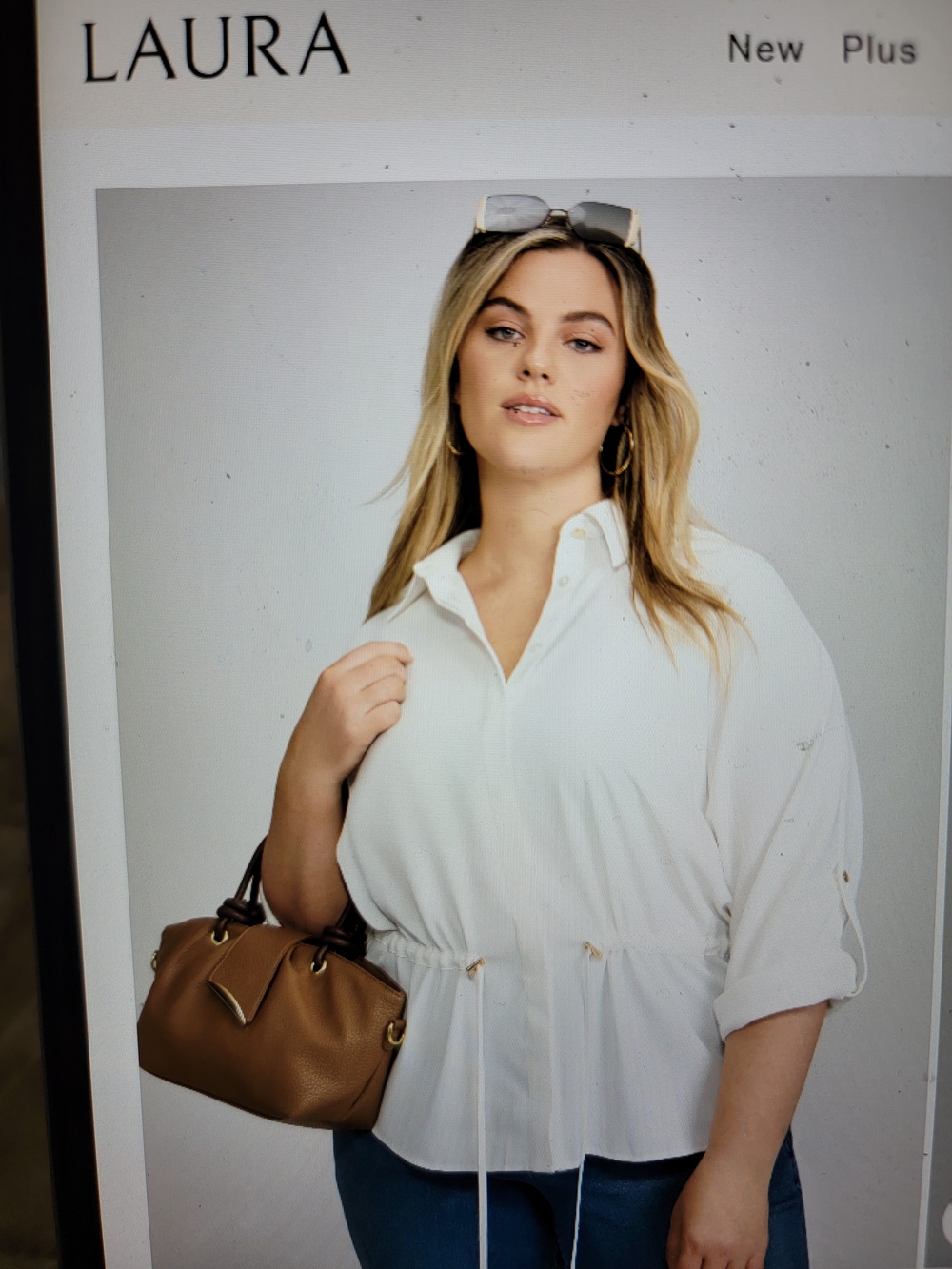 Laura White Drawstring Peplum Blouse